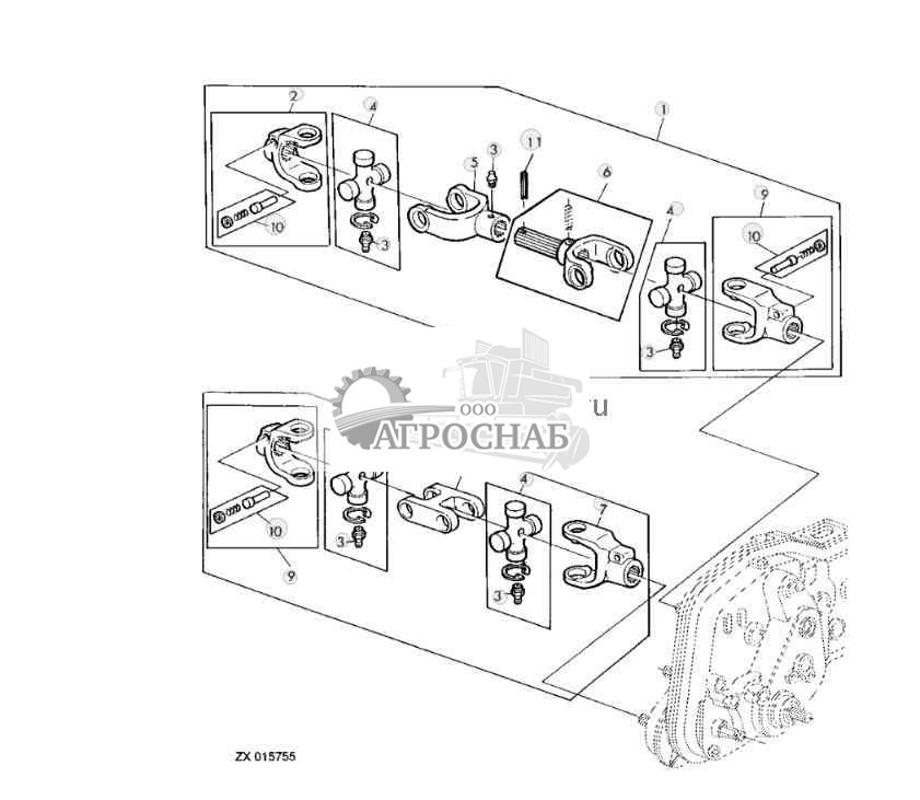 DRIVE COMPONENTS FOR FEED ROLLS (4-GEAR LOC TRANSMISSION) 
